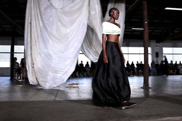 AUSTRALIAN FASHION WEEK, A model walks the runway wearing creations by Australian designer Bianca Spender, during Australian Fashion Week in Sydney, Tuesday, May 12, 2026. ( NO ARCHIVING SYDNEY NEW SOUTH WALES AUSTRALIA  Copyright: xDANxHIMBRECHTSx 20260512174549513586