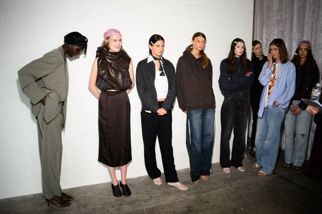 AUSTRALIAN FASHION WEEK, Models prepare backstage ahead of the runway show by Australian designer Bianca Spender, during Australian Fashion Week in Sydney, Tuesday, May 12, 2026. ( NO ARCHIVING SYDNEY NEW SOUTH WALES AUSTRALIA  Copyright: xDANxHIMBRECHTSx 20260512134554310763