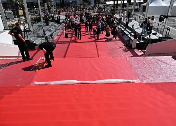 79th Cannes Film Festival: Red carpet installation CANNES, FRANCE - MAY 12: Staff of Palais install red carpet ahead of the opening ceremony of the 79th annual Cannes Film Festival in Cannes, France on May 12, 2026. Mustafa Yalcin Anadolu Cannes France. Editorial use only. Please get in touch for any other usage.  Copyright: x2026xAnadoluxMustafaxYalcinx