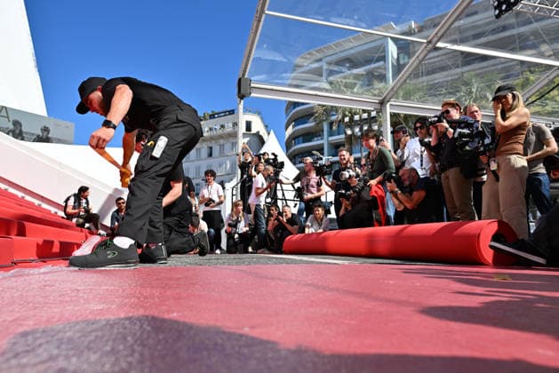 79th Cannes Film Festival: Red carpet installation CANNES, FRANCE - MAY 12: Staff of Palais install red carpet ahead of the opening ceremony of the 79th annual Cannes Film Festival in Cannes, France on May 12, 2026. Mustafa Yalcin Anadolu Cannes France. Editorial use only. Please get in touch for any other usage.  Copyright: x2026xAnadoluxMustafaxYalcinx