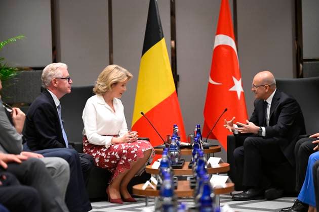 Queen Mathilde Attends 2026 Turkey Economic Mission ISTANBUL, TURKEY - MAY 12: Queen Mathilde of Belgium pictured during a courtesy call with HE Mehmet Simsek, Minister of Treasury and Finance, as part of the Belgian economic mission to the Republic of Turkey, on May 12, 2026 in Istanbul, Turkey, 12 05 2026 (Photo: Philip Reynaers Photonews) Istanbul Turkey  Copyright: xPhilipxReynaersx