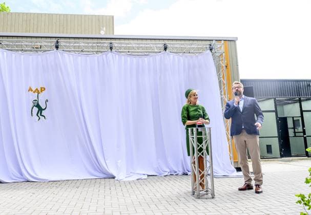 Almere, The Netherlands, 2026-05-12 11:31:47 ALMERE, 12-05-2026, Stichting AAP Queen Maxima opens the new Mammal Building of Stichting AAP in Almere. In this building, various species of exotic mammals are housed in a living environment that better meets their natural needs, with more spacious, professional care and an adapted climate. PHOTO: NLBeeld Patrick van Emst Credit: NL Beeld Patrick van Emst  Copyright: xx x