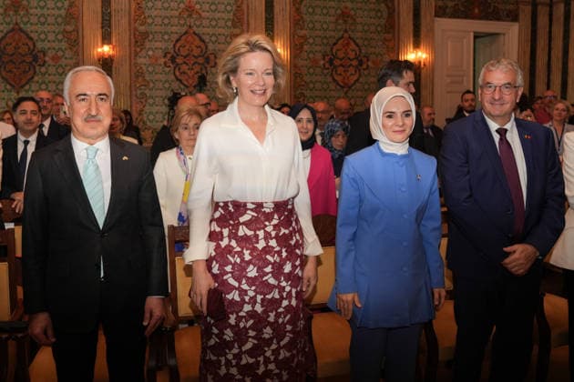 Queen Mathilde of Belgium in Istanbul ISTANBUL, TURKIYE - MAY 12: Queen Mathilde of Belgium attends meeting aimed at building bridges between the Belgian and Turkish biopharma ecosystems, strengthening relations, and expanding opportunities in this field as part of the Belgian Economic Mission to Turkiye at Istanbul University in Istanbul, Turkiye on May 12, 2026. The meeting brought together institutional, academic, and industrial stakeholders from both countries. Turkish Minister of Family and Social Services Mahinur Ozdemir Goktas and Istanbul University Rector Prof. Dr. Osman Bulent Zulfikar accompanied Queen Mathilde. Hakan Akgun Anadolu Istanbul Turkey. Editorial use only. Please get in touch for any other usage.  Copyright: x2026xAnadoluxHakanxAkgunx