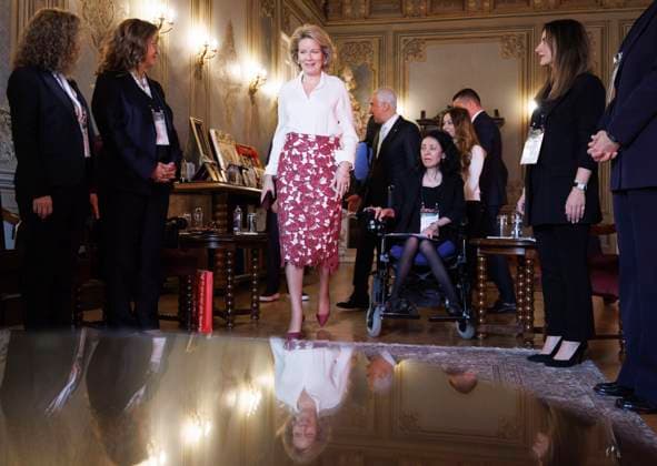 Queen Mathilde Attends 2026 Turkey Economic Mission ISTANBUL, TURKEY - MAY 12: Queen Mathilde of Belgium pictured during a visit to Istanbul University as part of the Belgian economic mission to the Republic of Turkey, on May 12, 2026 in Istanbul, Turkey, 12 05 2026 (Photo: Benoit Doppagne Pool Photonews) Istanbul Turkey  Copyright: xBenoitxDoppagnex