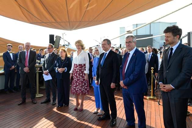 Queen Mathilde Attends 2026 Turkey Economic Mission ISTANBUL, TURKEY - MAY 12: Queen Mathilde of Belgium, Boris Dillies (MR) Minister-President of the Government of the Brussels-Capital Region responsible for Security, Tourism, Energy, Scientific Research, External Relations, the Brussels Fire and Emergency Medical Service (SIAMU), and Bicultural Affairs and Pierre-Yves Jeholet (MR), Vice-Chairman and Walloon Minister for the Economy, Industry, the Digital Economy, Employment and Training pictured attending the Ageas and Sabanc1 Group conference: Celebrating 15 Years of a Strategic BelgianTurkish Partnership in Insurance during the Belgian Economic Mission to the Republic of Turkey on May 12, 2026 in Istanbul, Turkey, 12 05 2026 Istan Copyright: xPhilipxReynaersx
