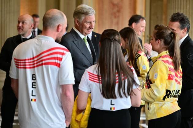 King Philippe - Filip of Belgium pictured during a royal reception for the athletes who competed at the Milano Cortina 2026 Olympic Winter Games, at the Royal Castle in Laken - Laeken, Brussels on Tuesday 12 May 2026. The XXV Winter Olympics took place from 6 to 22 February 2026 in Italy.  DIRKxWAEM 173595593