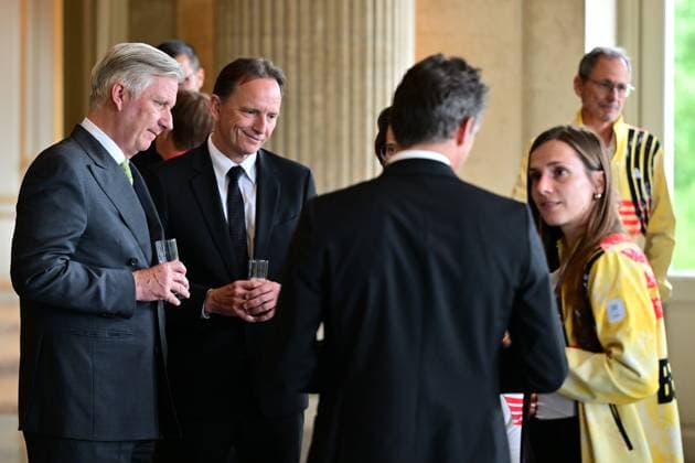 King Philippe - Filip of Belgium pictured during a royal reception for the athletes who competed at the Milano Cortina 2026 Olympic Winter Games, at the Royal Castle in Laken - Laeken, Brussels on Tuesday 12 May 2026. The XXV Winter Olympics took place from 6 to 22 February 2026 in Italy.  DIRKxWAEM 173595594