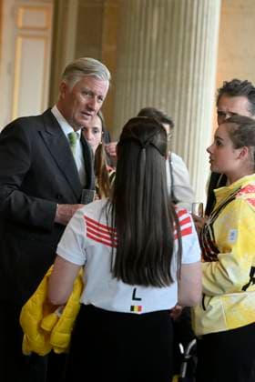 The King Receives The Belgian Winter Olympics And Paralympics Athletes BRUSSELS, BELGIUM - MAY 12 : King Philippe receives the Belgian athletes who represented our country at the Milan-Cortina Winter Olympics and Paralympics at Laeken Castle. The athletes support staff and representatives of the Belgian Olympic and Interfederal Committee (BOIC-COIB), the Belgian Paralympic Committee (BPC) and the relevant sports federations will also be present..on May 12, 2026 in Brussels, Belgium, 12 05 2026 Brussels Belgium  Copyright: xBertxVanxDenxBrouckex