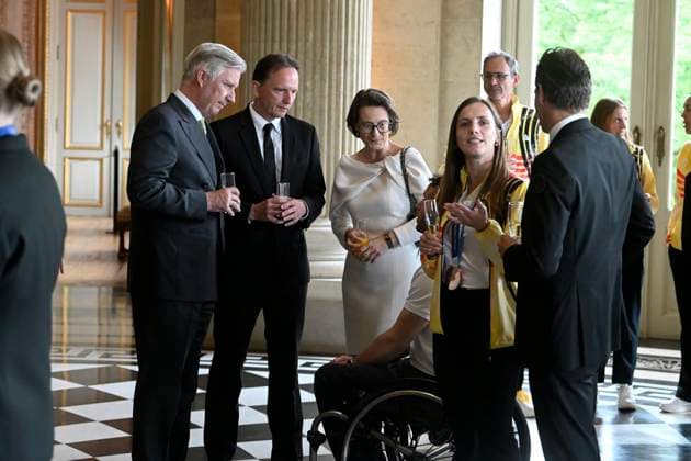 The King Receives The Belgian Winter Olympics And Paralympics Athletes BRUSSELS, BELGIUM - MAY 12 : King Philippe receives the Belgian athletes who represented our country at the Milan-Cortina Winter Olympics and Paralympics at Laeken Castle. The athletes support staff and representatives of the Belgian Olympic and Interfederal Committee (BOIC-COIB), the Belgian Paralympic Committee (BPC) and the relevant sports federations will also be present..on May 12, 2026 in Brussels, Belgium, 12 05 2026 Brussels Belgium  Copyright: xBertxVanxDenxBrouckex
