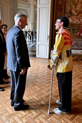 The King Receives The Belgian Winter Olympics And Paralympics Athletes BRUSSELS, BELGIUM - MAY 12 : King Philippe receives Stijn De Smet and the Belgian athletes who represented our country at the Milan-Cortina Winter Olympics and Paralympics at Laeken Castle. The athletes support staff and representatives of the Belgian Olympic and Interfederal Committee (BOIC-COIB), the Belgian Paralympic Committee (BPC) and the relevant sports federations will also be present..on May 12, 2026 in Brussels, Belgium, 12 05 2026 Brussels Belgium  Copyright: xBertxVanxDenxBrouckex