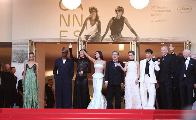 May 12, 2026, Cannes, Cote D azur, France: Jury members RUTH NEGGA, ISAACH DE BANKOLE, CHLOE ZHAO, DEMI MOORE, President PARK CHAN-WOOK, LAURA WANDEL, DIEGO CESPEDES, STELLAN SKARSGARD and PAUL LAVERTY during the red carpet for the premiere screening of THE ELECTRIC KISS at the 79th Annual Cannes Film Festival at Palais des Festivals in Cannes, France Cannes France - ZUMAc179 20260512_zep_c179_093 Copyright: xMickaelxChavetx