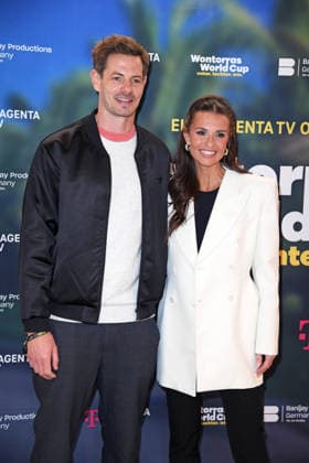 Alexander Alex Schlüter, Laura Wontorra at the Wontorras World Cup Father Daughter World Cup Premiere Screening at the Telekom Flagship Store Hamburg Altstadt in Hamburg on 12 05 2026