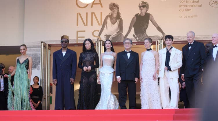 CANNES, FRANCE May 12, 2026 Ruth Negga, Isaach de Bankole, Chloe Zhao, Demi Moore, Park Chan Wook, Laura Wandel, Diego Cespedes, Stellan Skarsgard Paul Laverty at the Grand Opening and premiere for The Electric Kiss at the 79th Festival de Cannes Picture Paul Smith Featureflash 455849 2026 05 12 Cannes France  Copyright: xPaulxSmithx xFeaturesxFlashx xStarfacex STAR_455849_144