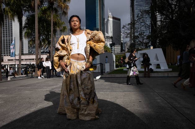 AUSTRALIAN FASHION WEEK, Street style ahead of FDS TAFE NSW - The Innovators show during Australian fashion week at the Museum of contemporary art, Sydney, Wednesday, May 13, 2026. ( NO ARCHIVING MELBOURNE VICTORIA AUSTRALIA  Copyright: xNADIRxKINANIx 20260513163585419517