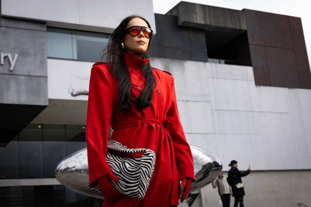 AUSTRALIAN FASHION WEEK, Street style ahead of FDS TAFE NSW - The Innovators show during Australian fashion week at the Museum of contemporary art, Sydney, Wednesday, May 13, 2026. ( NO ARCHIVING MELBOURNE VICTORIA AUSTRALIA  Copyright: xNADIRxKINANIx 20260513136104990088