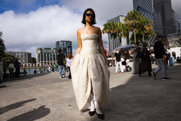 AUSTRALIAN FASHION WEEK, Street style ahead of FDS TAFE NSW - The Innovators show during Australian fashion week at the Museum of contemporary art, Sydney, Wednesday, May 13, 2026. ( NO ARCHIVING MELBOURNE VICTORIA AUSTRALIA  Copyright: xNADIRxKINANIx 20260513118252869280