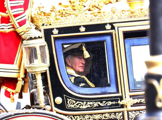 King Charles III is taken to the Palace of Westminster, for The State Opening of Parliament, where he will deliver The King s Speech in the House of Lords. The speech has been written by the government and approved by the cabinet who are in the midst of a possible leadership battle after some Labour MP™s have called for Prime Minister Sir Keir Starmer to step down as leader. State Opening of Parliament, Westminster, London, on 13th May, 2026  .