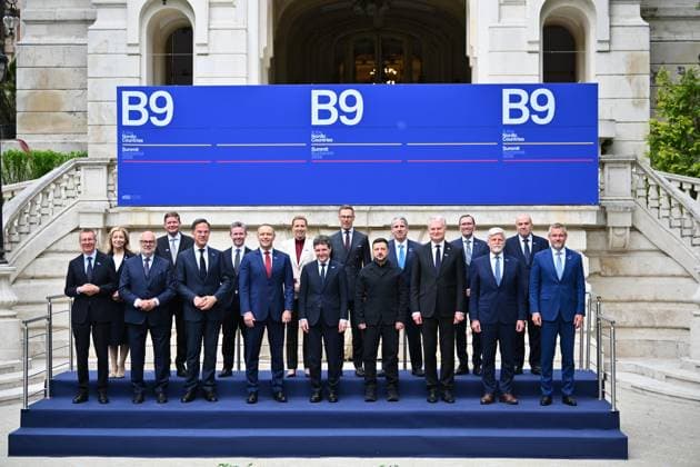 Bucharest Nine (B9) and Nordic Countries Summit in Bucharest BUCHAREST, ROMANIA - MAY 13: Leaders take part in the family photo during the summit of Bucharest Nine (B9) and Nordic Countries Summit in Bucharest, Romania on May 13, 2026. Alex Nicodim Anadolu Bucharest Romania. Editorial use only. Please get in touch for any other usage.  Copyright: x2026xAnadoluxAlexxNicodimx