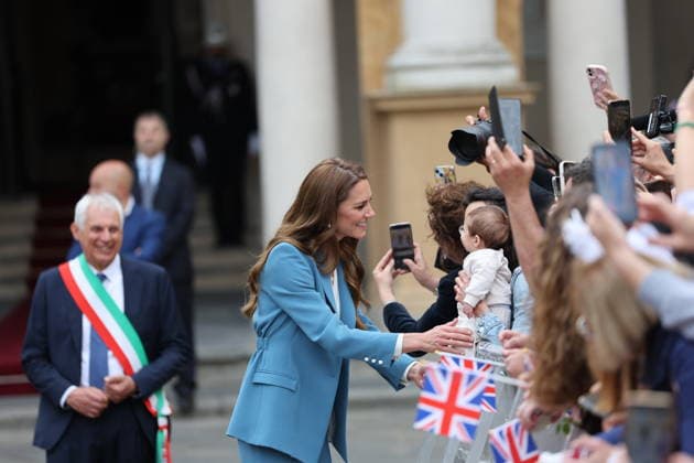 . 13 05 2026. Reggio Emilia, Italy. Kate Middleton, the Princess of Wales , leaving the town hall in Reggio Emilia on day one of her visit to Italy.  xStephenxLockx xi-Imagesx IIM-26766-0023