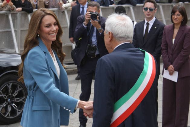 Princess of Wales visit to Reggio Emilia - Day 1 Kate Middleton, the Princess of Wales, visits the town hall in Reggio Emilia, Italy on May 13, 2026, on day one of her visit to Italy. Photo by IPA ABACAPRESS.COM Reggio Emilia Italy  Copyright: xIPA ABACAx