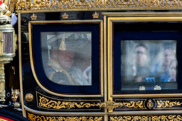 May 13, 2026, London, England, United Kingdom: King CHARLES III is seen in royal carriage in Whitehall as he opens British parliament reading his governmentÃ¢â‚¬â ¢s programme. London United Kingdom - ZUMAs262 20260513_zip_s262_006 Copyright: xTayfunxSalcix