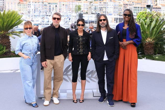 Cannes - Un Certain Regard Jury Photocall JD Un Certain Regard Jury Member Laura Samani, Un Certain Regard Jury Member Thomas Cailley, Un Certain Regard Jury President Leïla Bekhti, Un Certain Regard Jury Member Khaled Mouzanar and Un Certain Regard Jury Member Angele Diabang poses during the Un Certain Regard photocall at the 79th annual Cannes Film Festival at Palais des Festivals on May 13, 2026 in Cannes, France. Photo by Jerome Domine ABACAPRESS.COM Cannes France  Copyright: xDominexJerome ABACAx