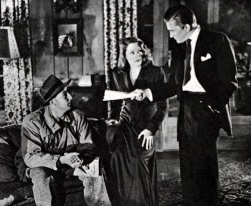 RECORD DATE NOT STATED Film still from Out of the Past Film still from Out of the Past starring Robert Mitchum, Jane Greer and Kirk Douglas. Dated 20th Century Editorial use only. All other uses to be cleared with the copyright owner (World History Archive), in advance., WHA_088_0434.jpg, Film still; Out of the Past; Robert Mitchum; Jane Greer; Kirk Douglas; 20th Century; classic film; black and white; vintage; Hollywood; actors; characters; drama; suspense; crime; film noir; iconic; cinematography; leading roles; Hollywood stars; movie scene; retro; old Hollywood; vintage cinema; American cinema; Hollywood legends; famous actors; vintage film; Hollywood classics; Hollywood history; film industry. Copyright: xWorldxHistoryxArchivex
