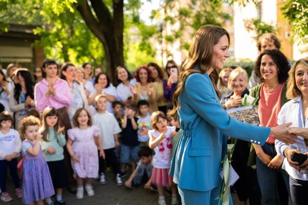 . 13 05 2026. Reggio Emilia, Italy. Kate Middleton. the Princess of Wales, during a visit the Scuola Comunale d infanzia Anna Frank pre school in Reggio Emilia on day one of her visit to Italy.  xi-Imagesx xPoolx IIM-26766-0274