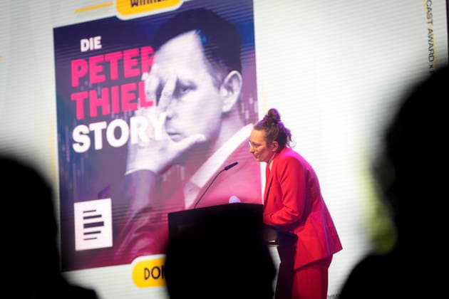 Verleihung Deutscher Podcast Award 2026. Podcast ™Die Peter Thiel Story™. Berlin, 13.05.2026. Berlin Deutschland *** Presentation of the German Podcast Award 2026 Podcast ™The Peter Thiel Story™ Berlin, 13 05 2026 Berlin Germany Copyright: xDominikxButzmannx