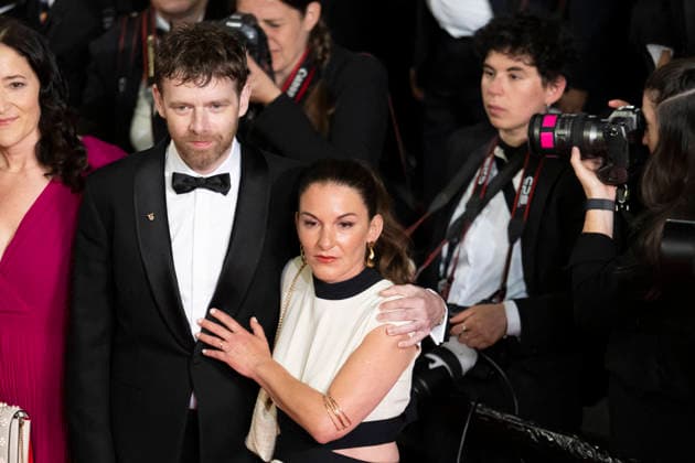 Cannes Labandon Red Carpet EB French actor Antoine Reinartz and Samuel Paty s sister Mickaelle Paty arrive for the screening of the film L Abandon at the 79th edition of the Cannes Film Festival in Cannes, southern France on May 13, 2026. Photo by Eliot Blondet ABACAPRESS.COM Cannes France France  Copyright: xBlondetxEliot ABACAx