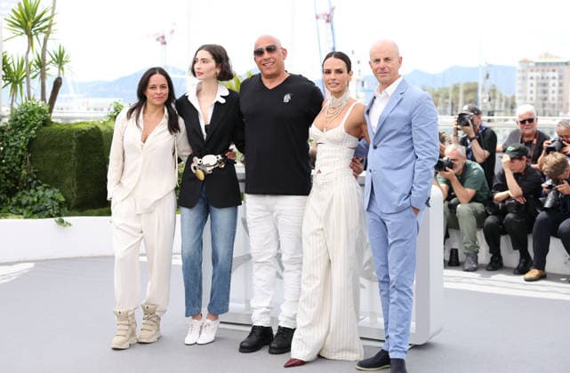 (260513) -- CANNES, May 13, 2026 -- Actress Michelle Rodriguez, actress Meadow Walker, actor Vin Diesel, actress Jordana Brewster and Producer Neal Moritz (L to R) pose for a photocall for the film Fast and Furious at the 79th edition of the Cannes Film Festival in Cannes, southern France, on May 13, 2026. ) FRANCE-CANNES-FILM FESTIVAL-FAST AND FURIOUS WuxHuiwo 