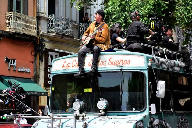 May 13, 2026, Mexico City, Ciudad de Mexico, Mexico: The Edge, and Bono, lead of the Irish band U2, at the filming set for the upcoming music video Street of Dreams in Mexico City Downtown. on May 13, 2026 in Mexico City, Mexico. Mexico City Mexico - ZUMAe321 20260513_zea_e321_018 Copyright: xLuisxBarronx