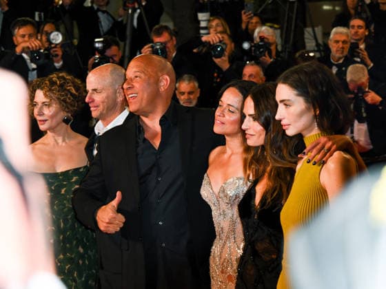 IPA84659604 - Cannes, 79th Cannes Film Festival 2026, evening 1 - red carpet of The Fast And The Furious - Pictured: Neal H. Moritz, Dame Donna Langley, Michelle Rodriguez, Vin Diesel, Jordana Brewster and Meadow Walker  Copyright: xManuelexMangiarottix xPoolxPhotoxEventsx07x 84659604