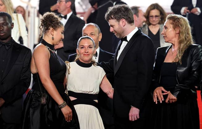 Emma Boumali, Mickaëlle Paty sister of Samuel Paty , Antoine Reinartz, Emmanuelle Bercot Descente des marches du film Labandon lors du 79ème Festival International du Film de Cannes, le 13 mai 2026 Jacovides Moreau Bestimage People leaving the red carpet for Forsaken at the 79th Cannes International Film Festival on May 13, 2026 Cannes France  Copyright: xJACOVIDES-MOREAUx xBESTIMAGExJACOVIDES-MOREAUx xBESTIMAGEx