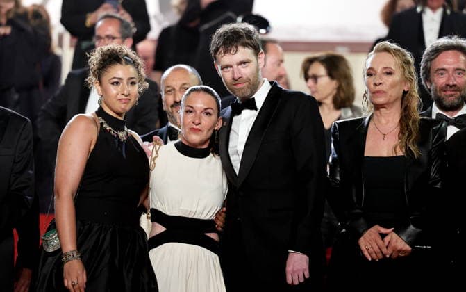 Emma Boumali, Mickaëlle Paty sister of Samuel Paty , Antoine Reinartz, Emmanuelle Bercot Descente des marches du film Labandon lors du 79ème Festival International du Film de Cannes, le 13 mai 2026 Jacovides Moreau Bestimage People leaving the red carpet for Forsaken at the 79th Cannes International Film Festival on May 13, 2026 Cannes France  Copyright: xJACOVIDES-MOREAUx xBESTIMAGExJACOVIDES-MOREAUx xBESTIMAGEx