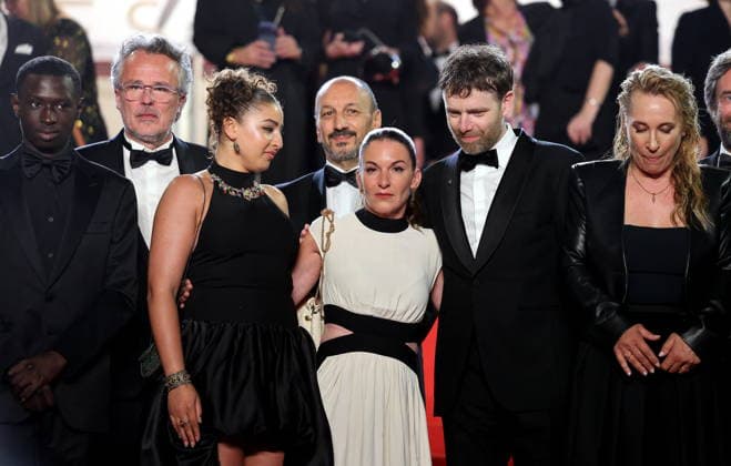 Diamadoua Sissoko, François Kraus, Emma Boumali, Mickaëlle Paty sister of Samuel Paty , Antoine Reinartz, Emmanuelle Bercot Descente des marches du film Labandon lors du 79ème Festival International du Film de Cannes, le 13 mai 2026 Jacovides Moreau Bestimage People leaving the red carpet for Forsaken at the 79th Cannes International Film Festival on May 13, 2026 Cannes France  Copyright: xJACOVIDES-MOREAUx xBESTIMAGExJACOVIDES-MOREAUx xBESTIMAGEx