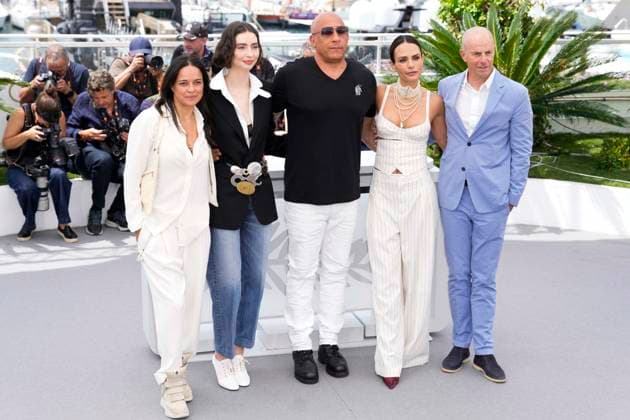 May 13, 2026, Cannes, France: Michelle Rodriguez, Meadow Walker, Vin Diesel, Jordana Brewster and Neal H. Moritz pose during The Fast And The Furious photocall at the 79th annual Cannes Film Festival at Palais des Festivals on May 13, 2026 in Cannes, France. The Fast And The Furious Photocall - The 79th Annual Cannes Film Festival Cannes France - ZUMAs197 20260513_aaa_s197_244 Copyright: xDanielexCifalax