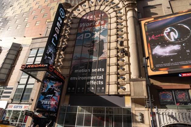 May 13, 2026, Bronx, New York, USA: New York, NY, USA, May 13, 2026: A stunt performer dressed as Nicolas Cage s Spider Noir character climbs movie theater wall ahead of world premiere of Amazon Prime Video s Spider Noir at Regal Times Square. Bronx USA - ZUMAr339 20260513_znp_r339_022 Copyright: xLevxRadinx