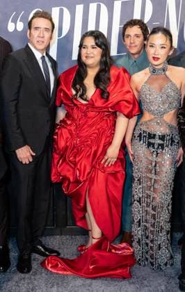 May 13, 2026, Bronx, New York, USA: New York, NY, USA, May 13, 2026: Nicolas Cage, Karen Rodriguez and Li Jun Li attend world premiere of Amazon Prime Video s Spider Noir at Regal Times Square. Bronx USA - ZUMAr339 20260513_znp_r339_086 Copyright: xLevxRadinx