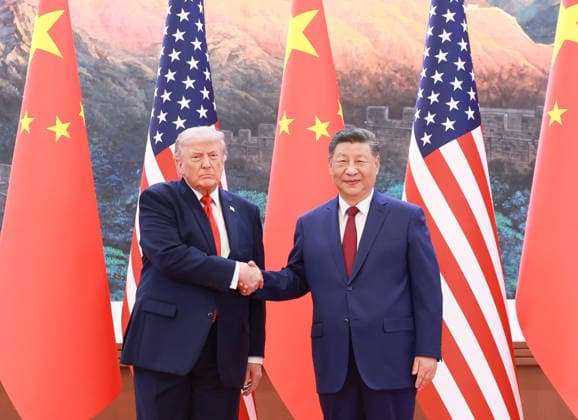 (260514) -- BEIJING, May 14, 2026 -- Chinese President Xi Jinping holds talks with U.S. President Donald Trump, who is on a state visit to China, at the Great Hall of the People in Beijing, capital of China, May 14, 2026. ) CHINA-BEIJING-XI JINPING-U.S.-TRUMP-TALKS (CN) DingxLin 