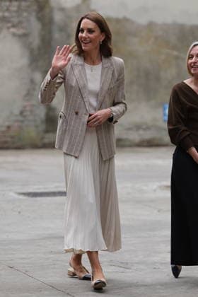 . 14 05 2026. Reggio Emilia, Italy. Kate Middleton, the Princess of Wales, arriving at a creative resource centre in Reggio Emilia in Italy, on day two of her visit to Italy.  xStephenxLockx xi-Imagesx IIM-26770-0005