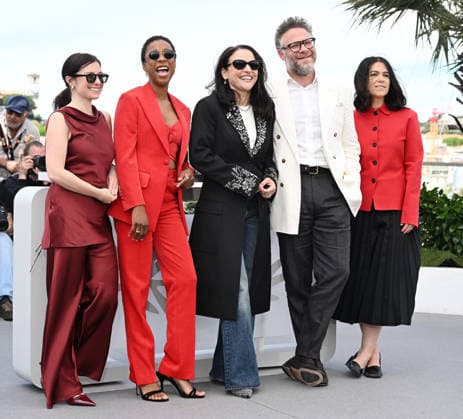 American actor Seth Rogen, actresses Julia Louis- Dreyfus, Sugarlyn Beard, Abbi Jacobson and Samira Wiley attend a photo call for Tangles at the 79th Cannes Film Festival in Cannes, France on Thursday, May 14, 2026.  CAN20260514101 RUNExHELLESTAD