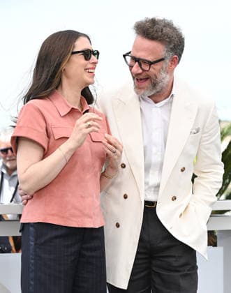 American actor Seth Rogen and producer Lauren Miller Rogen attend a photo call for Tangles at the 79th Cannes Film Festival in Cannes, France on Thursday, May 14, 2026.  CAN20260514106 RUNExHELLESTAD