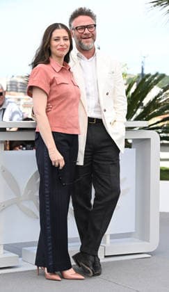 American actor Seth Rogen and producer Lauren Miller Rogen attend a photo call for Tangles at the 79th Cannes Film Festival in Cannes, France on Thursday, May 14, 2026.  CAN20260514108 RUNExHELLESTAD