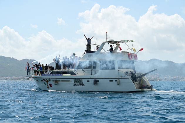 Global Sumud Flotilla departs from Marmaris for Gaza MUGLA, TURKIYE - MAY 14: The Global Sumud Flotilla, formed to break the Israeli blockade, set sail into the Mediterranean from Marmaris with a fleet of 54 boats bound for Gaza, in Mugla, Turkiye on May 14, 2026. Orhan Cicek Anadolu Mugla Turkey. Editorial use only. Please get in touch for any other usage.  Copyright: x2026xAnadoluxOrhanxCicekx