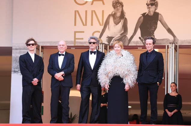 Cannes - Fatherland Red Carpet (L-R) Lukasz Zal, Hanns Zischler, Pawel Pawlikowski, Sandra Huller and August Diehl attend the Fatherland screening during the 79th annual Cannes Film Festival at Palais des Festivals on May 14, 2026 in Cannes, France. Photo by Jerome Domine ABACAPRESS.COM Cannes France  Copyright: xDominexJerome ABACAx