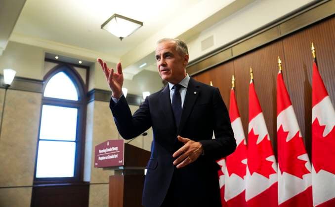 May 14, 2026, Ottawa, On, Canada: Prime Minister Mark Carney leaves after making an announcement on Parliament Hill in Ottawa on Thursday, May 14, 2026. Ottawa Canada  - ZUMAc35_ 20260514_zaf_c35_005 Copyright: xSeanxKilpatrickx
