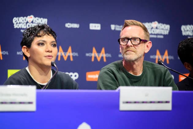Last year s winner JJ (Johannes Pietsch) and director of Eurovision Song Contest Martin Green at a press conference during the Eurovision Song Contest (ESC) in Vienna, Austria, Thursday, May 14, 2026. WIEN AUSTRIA x10070x *** Last year s winner JJ Johannes Pietsch and director of Eurovision Song Contest Martin Green at a press conference during the Eurovision Song Contest ESC in Vienna, Austria, Thursday, May 14, 2026 WIEN AUSTRIA x10070x  Copyright: xJessicaxGowx xTTx PRESS CONFERENCE EUROVISION 2026 gbIEUEggEFg