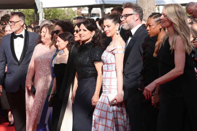 Steve Barnett, Vicky Patel, Sugar Lyn Beard, Abbi Jacobson, Julia Louis Dreyfus, Lauren Miller Rogen, Seth Rogen, Samira Wiley and Leah Nelson at the premiere of the feature film Fatherland at the Festival de Cannes 2026 79 Cannes International Film Festival at the Palais des Festivals Cannes, 14 05 2026 Foto:xD.xBedrosianx xFuturexImagex fatherland_6551