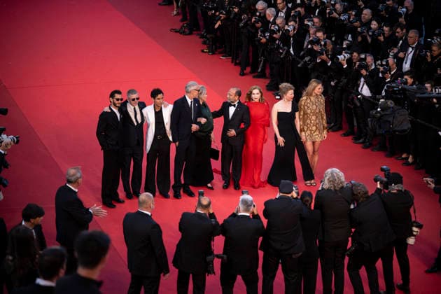 Cannes Histoires Paralleles Red Carpet EB French actress India Hair, French producer Alexandre Mallet-Guy, French actor Pierre Niney, Belgian-French actress Virginie Efira, French actress Isabelle Huppert, Iranian director Asghar Farhadi, French actor Adam Bessa, French actress Catherine Deneuve, French actor Vincent Cassel arrive for the screening of the film Histoires Paralleles (Parallel Tales) at the 79th edition of the Cannes Film Festival in Cannes, southern France on May 14, 2026.Photo by Eliot Blondet ABACAPRESS.COM Cannes France France Copyright: xBlondetxEliot ABACAx